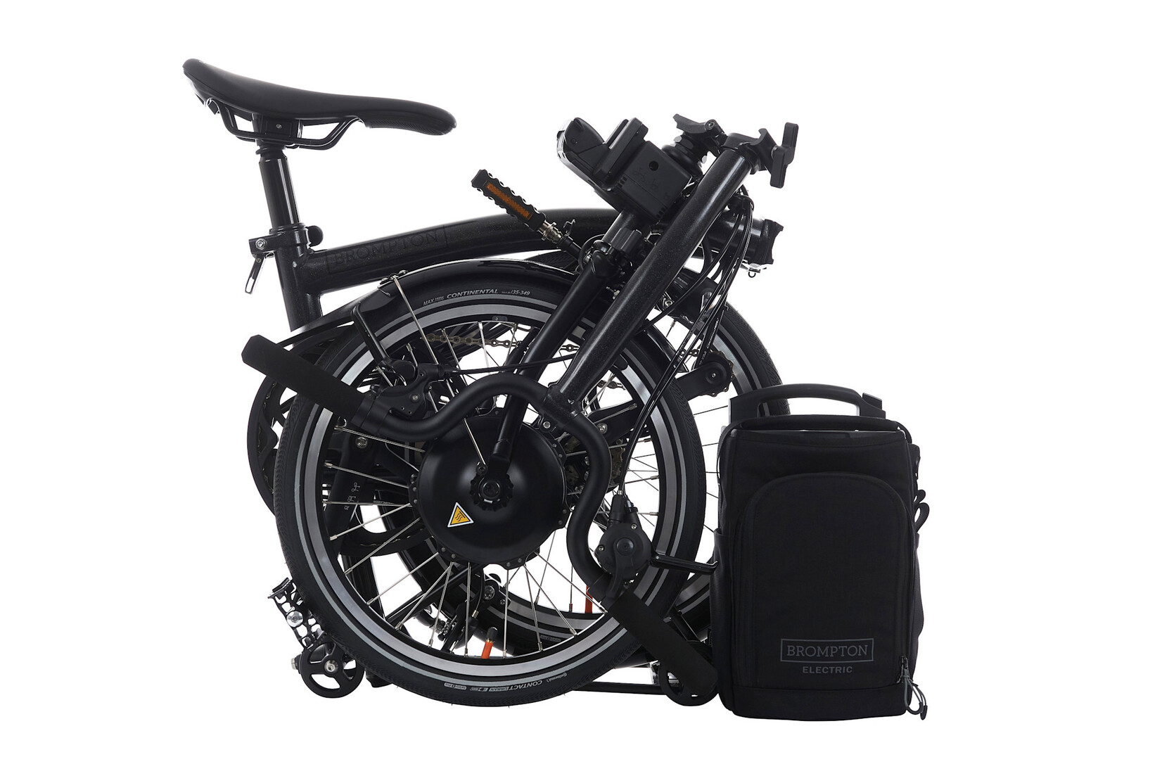 Brompton Brompton Electric P-Line 4 speed - Mid - Midnight Black Metallic with Roller Rack