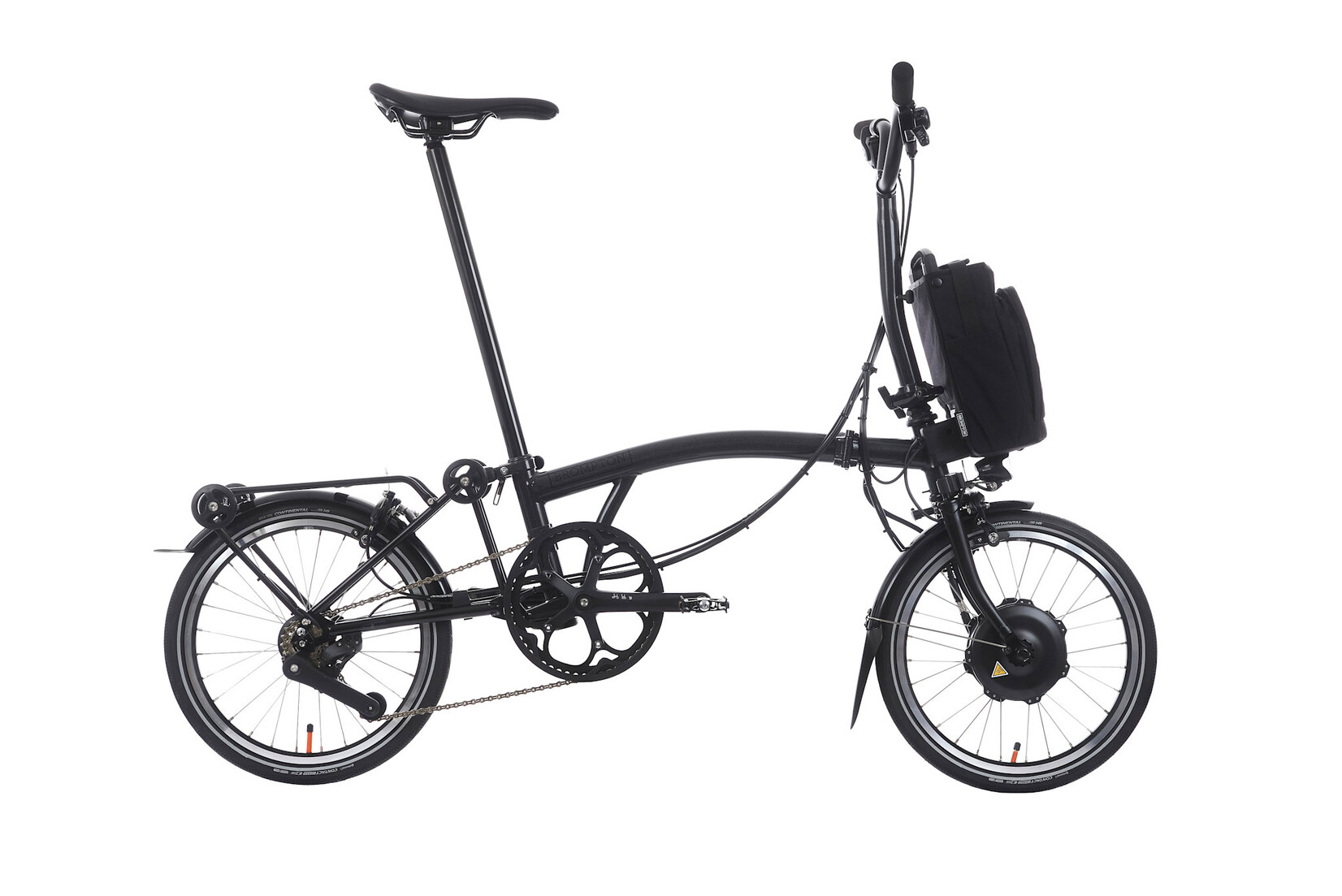 Brompton Brompton Electric P-Line 4 speed - Mid - Midnight Black Metallic with Roller Rack