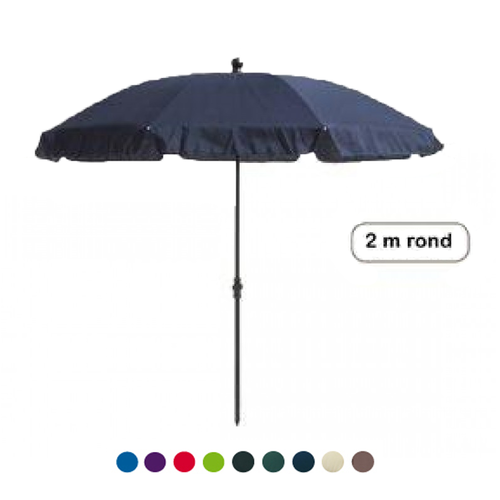 Ligbedshop Kleine parasol Las Palmas met volant rond 2 meter acquablauw en ecru