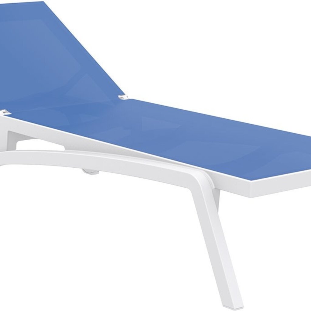 Siesta Ligbed Pacific Ocean wit frame met blauw textileen