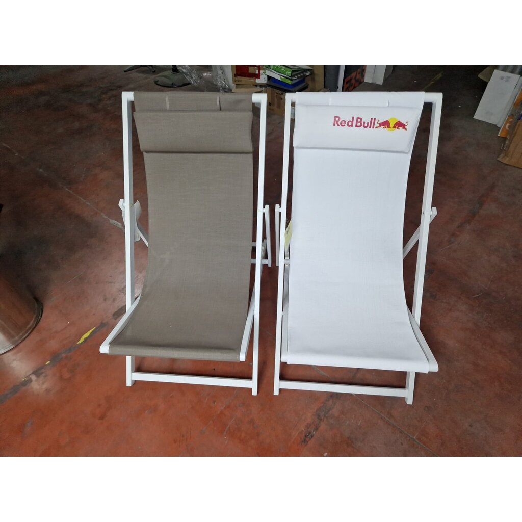 Resol Inklapbare ligstoel Sand wit aluminium met textileen
