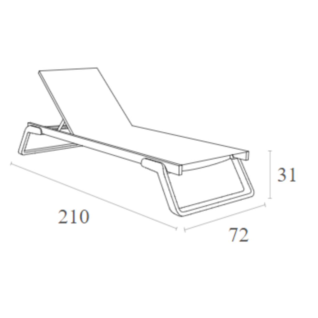 Siesta Ligbed Tropic aluminium en kunststof delen met textileen