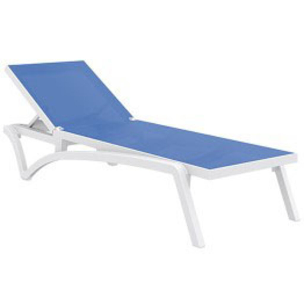 Siesta Ligbed Pacific wit blauw + bijzettafel wit