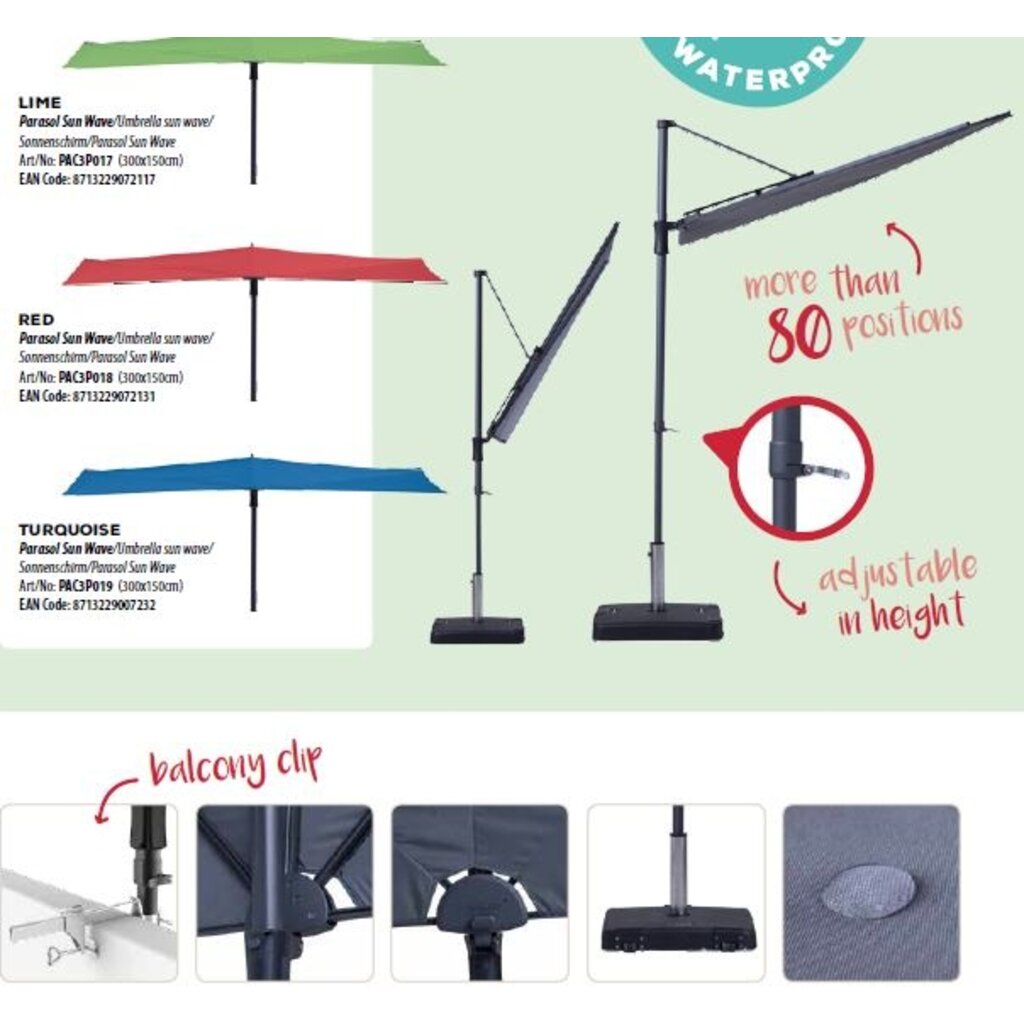 Madison Parasol Sunwave 270cm multifunctioneel instelbaar
