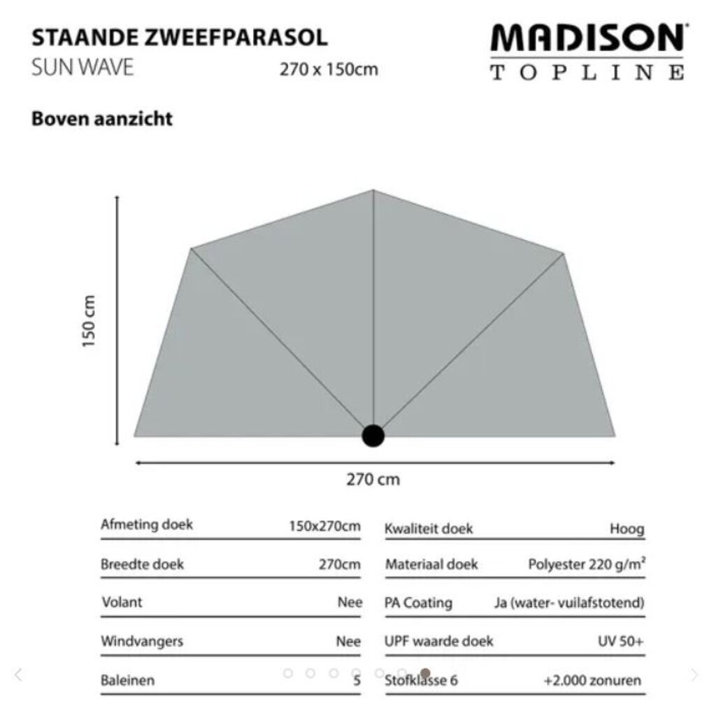 Madison Parasol Sunwave 270cm multifunctioneel instelbaar