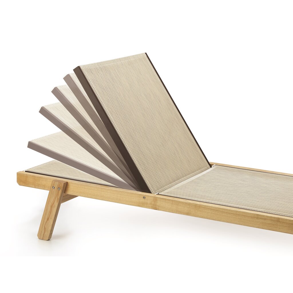 Ramberti Luxe textileen ligbed van essenhout met aluminium