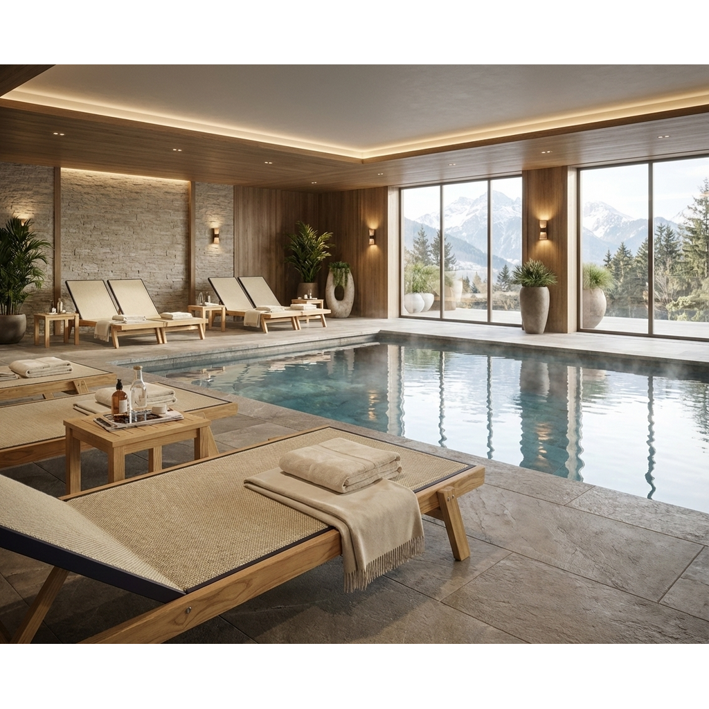 Ramberti Luxe textileen ligbed van essenhout met aluminium