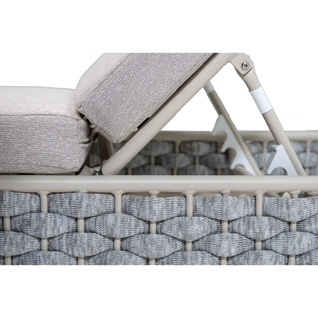 Ligbedshop Modern premium ligbed Luna sterk aluminium met gebonden touw  en wielen