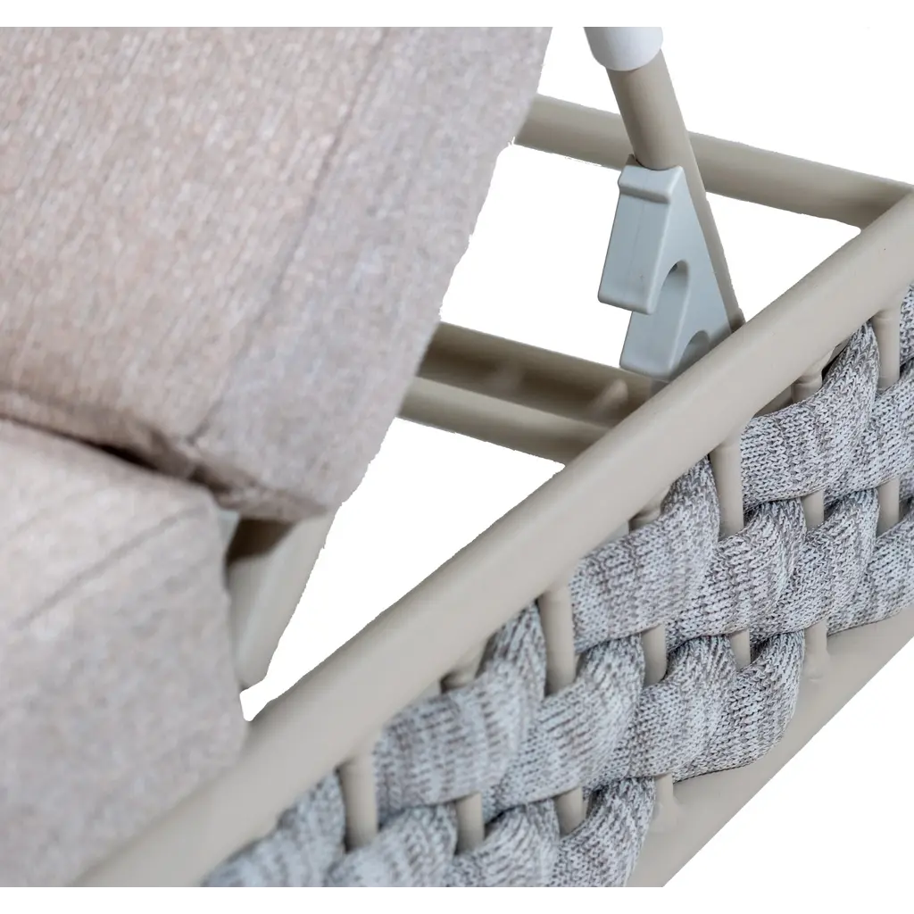 Ligbedshop Modern premium ligbed Luna sterk aluminium met gebonden touw  en wielen