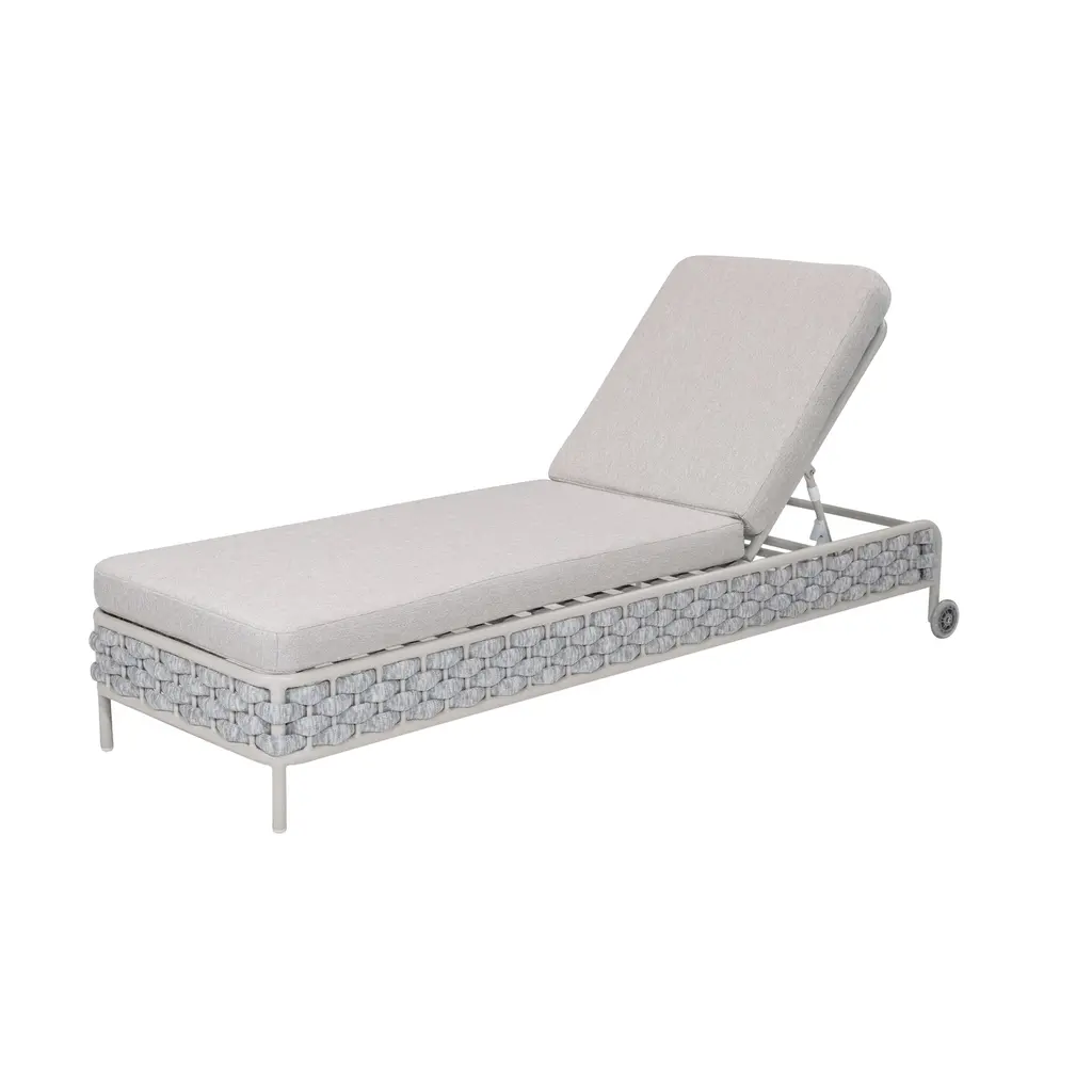 Ligbedshop Modern premium ligbed Luna sterk aluminium met gebonden touw  en wielen