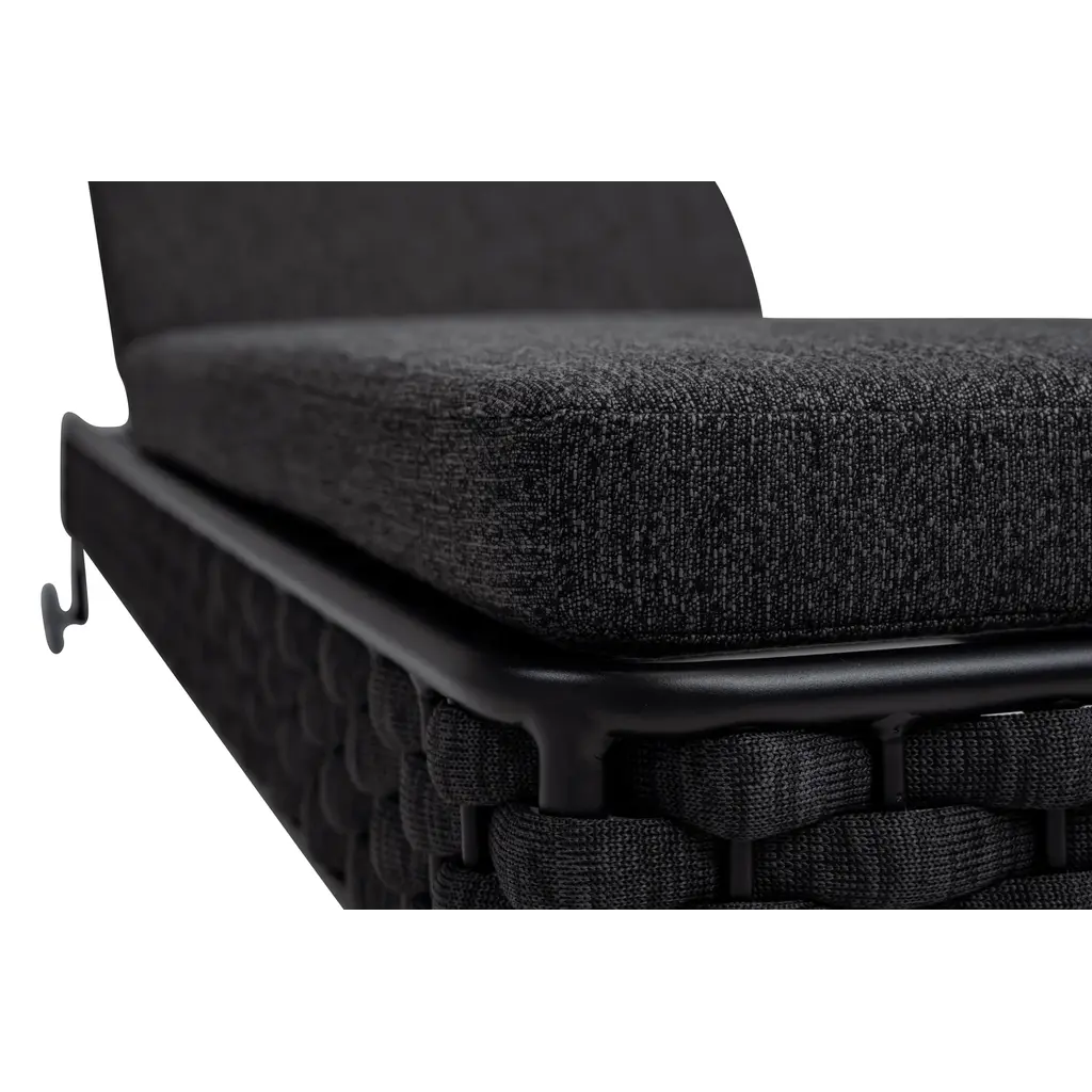 Ligbedshop Modern premium ligbed Luna sterk aluminium met gebonden touw  en wielen