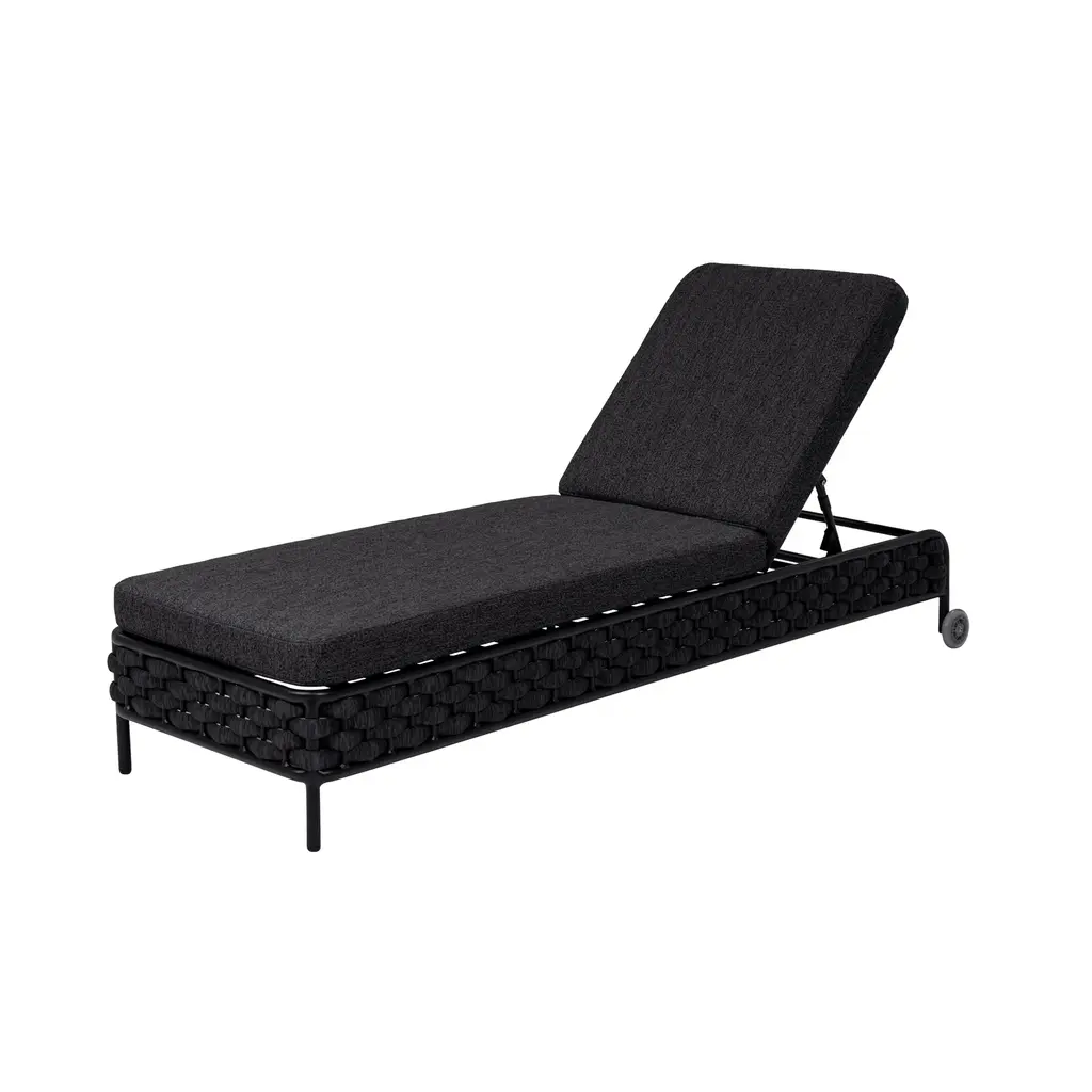 Ligbedshop Modern premium ligbed Luna sterk aluminium met gebonden touw  en wielen