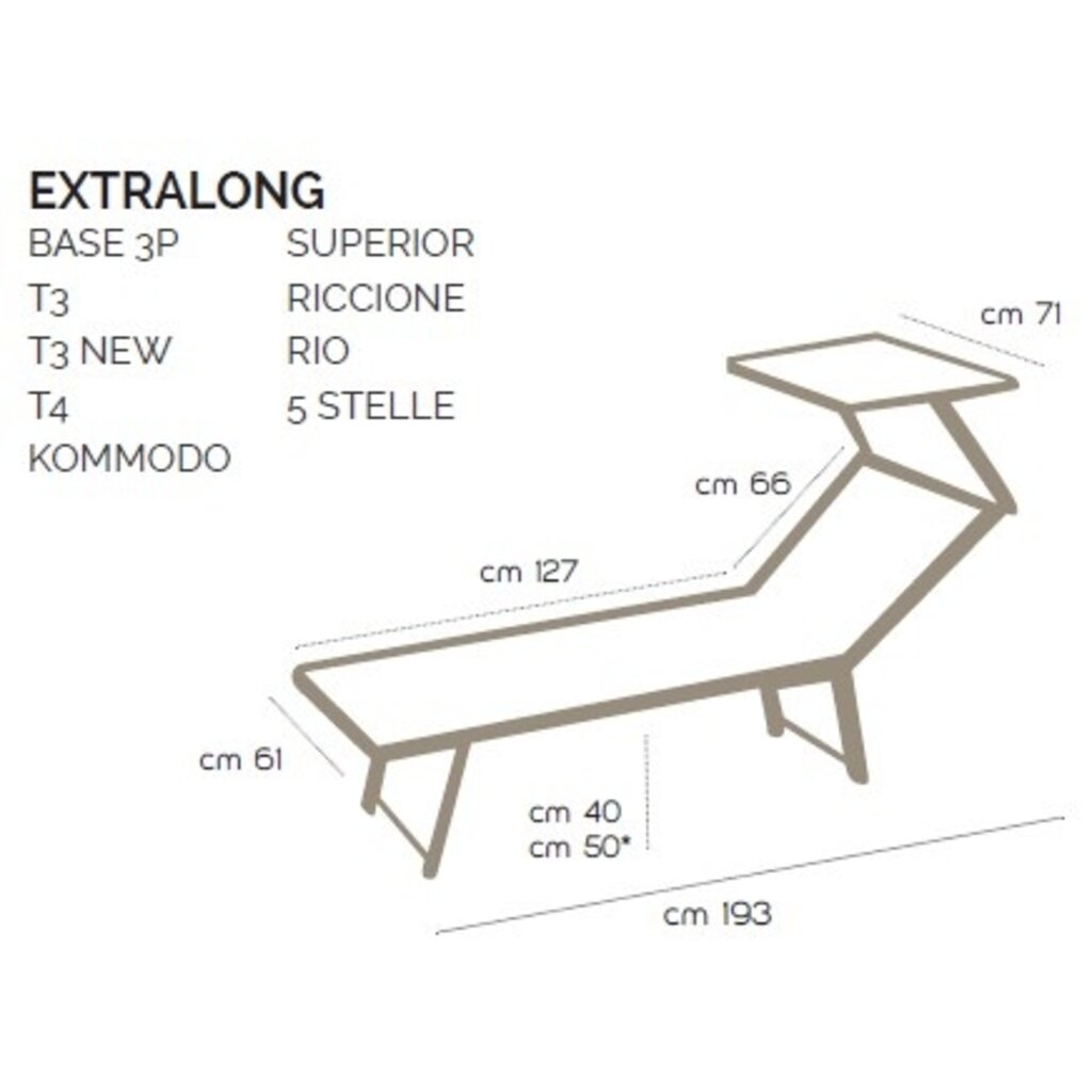 Ramberti Extra Lang Inklapbaar ligbed Rio aluminium