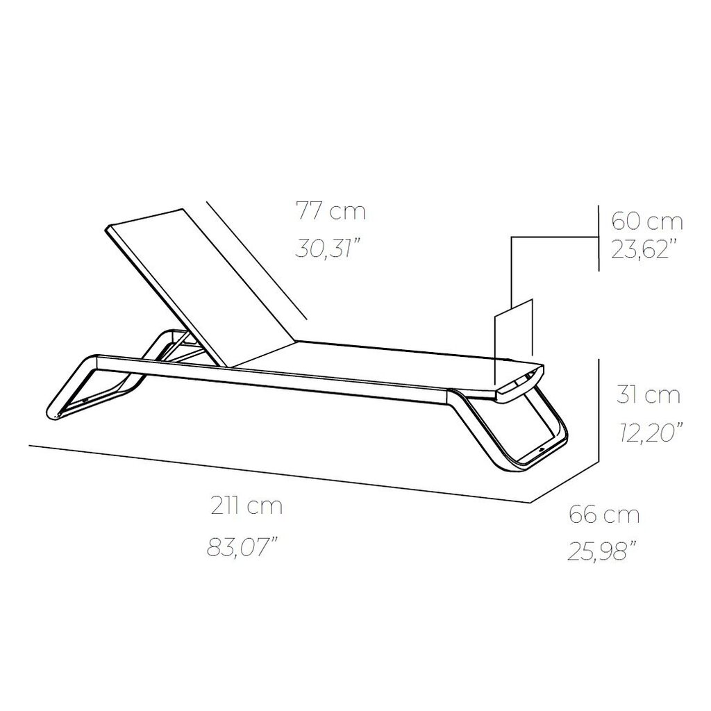 Ezpeleta Aluminium ligbed Vila met textileen en kunststof poten
