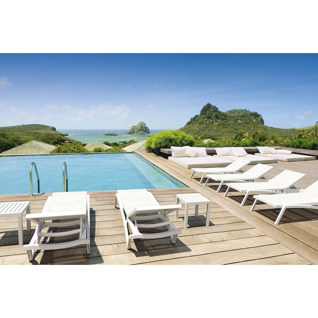 Siesta Ligbed Pacific Ocean wit frame met taupe textileen SALE