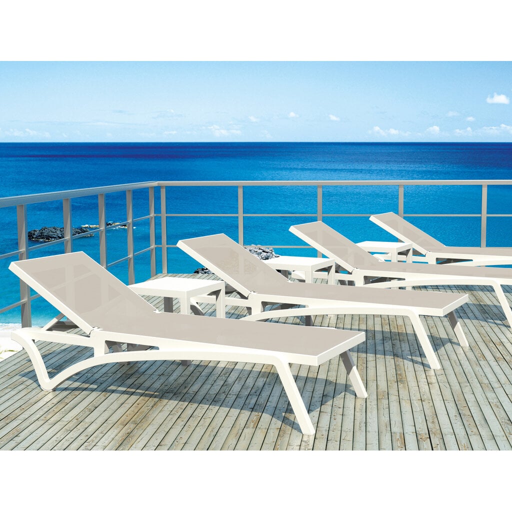 Siesta Ligbed Pacific Ocean wit frame met taupe textileen SALE