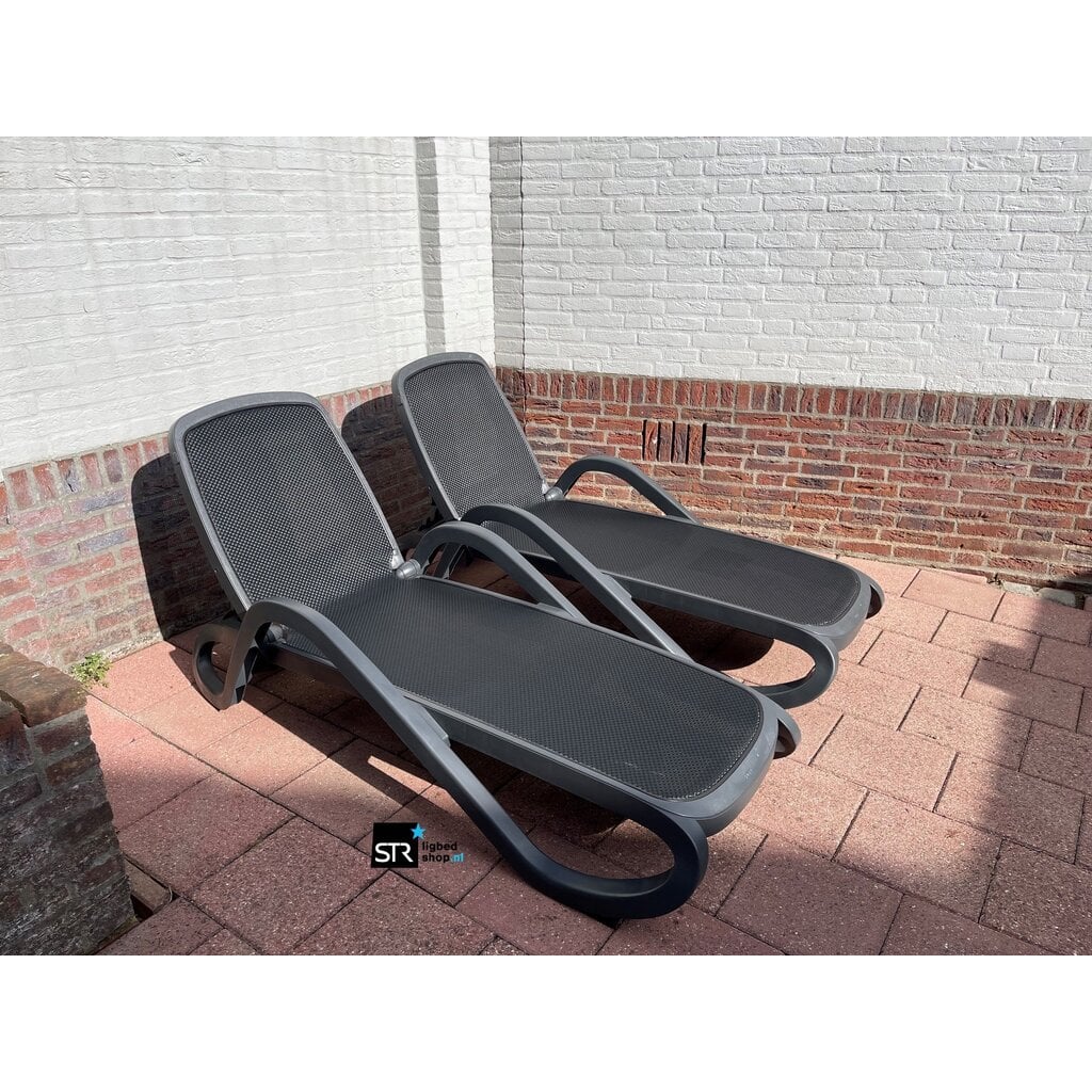 Nardi Ligbed SET Alfa antraciet frame - antraciet textileen en armleuning met luifel SALE