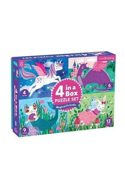 Mudpuppy Puzzel 4 in a Box Magical Friends