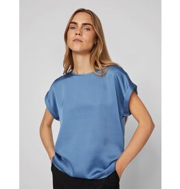 Vila Vila satin top VIELLETTE Coronet blue