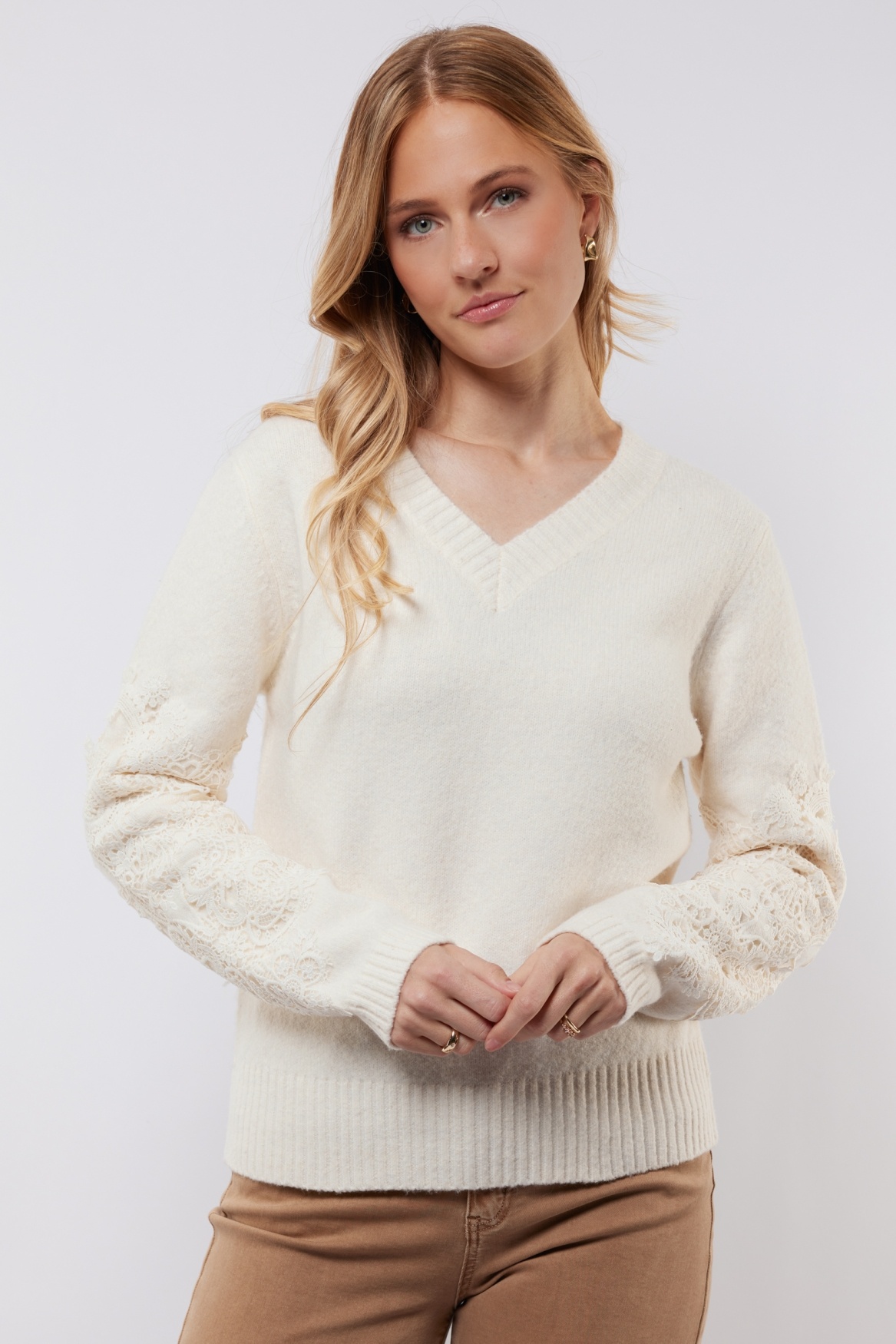 C&S the label Trui Katja Wool White