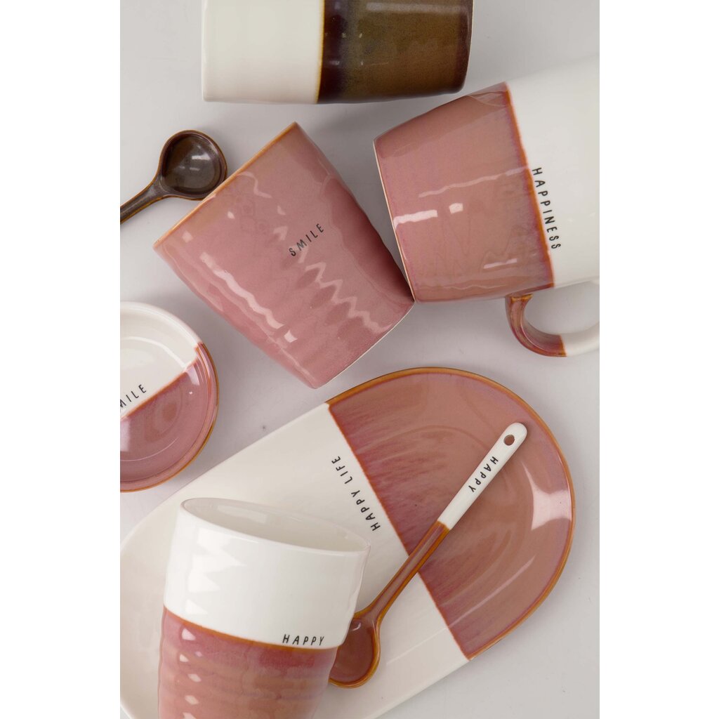 Zusss lepeltje keramiek happy wit/burgundy