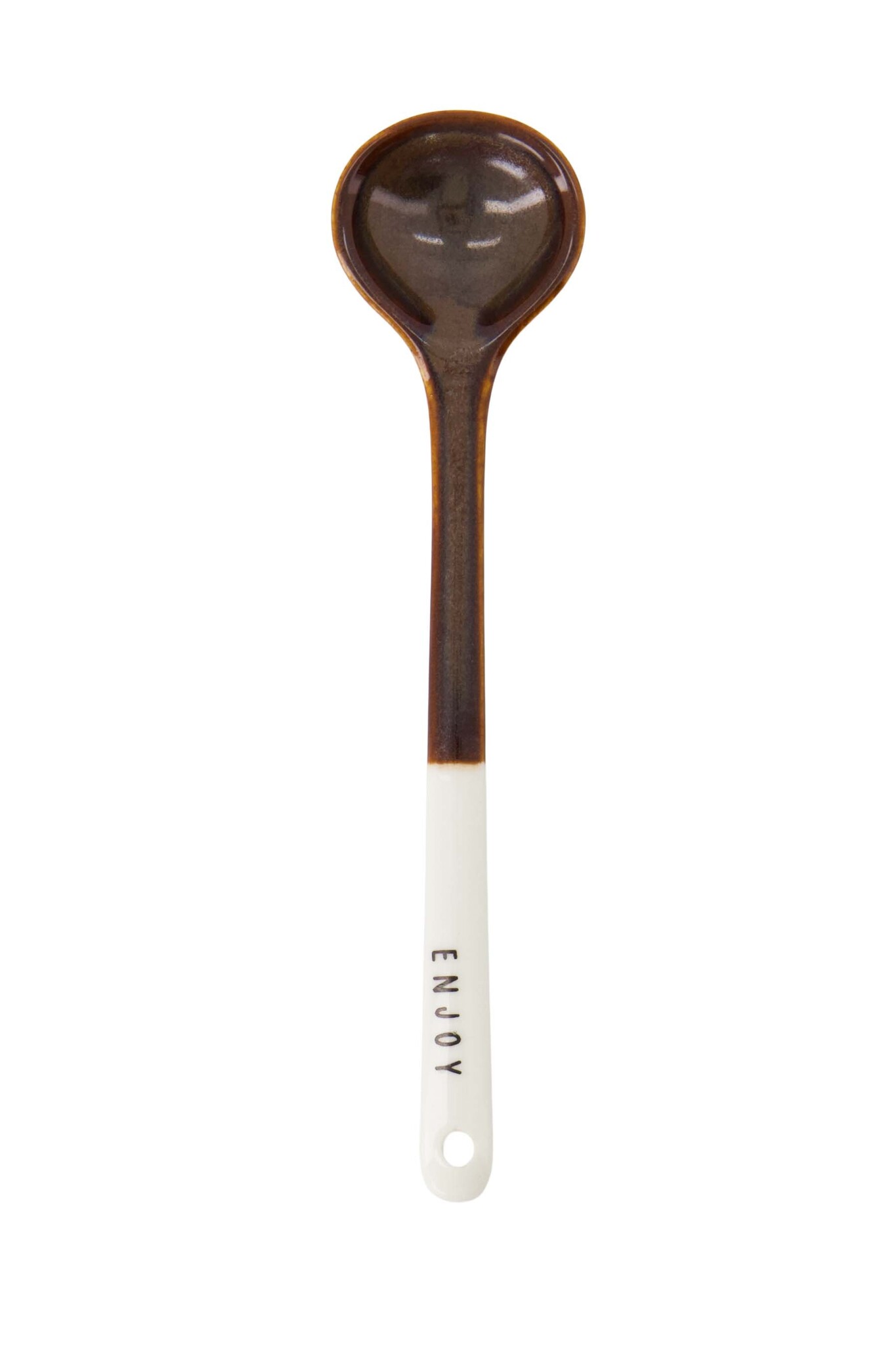 Zusss lepeltje keramiek enjoy wit/bruin