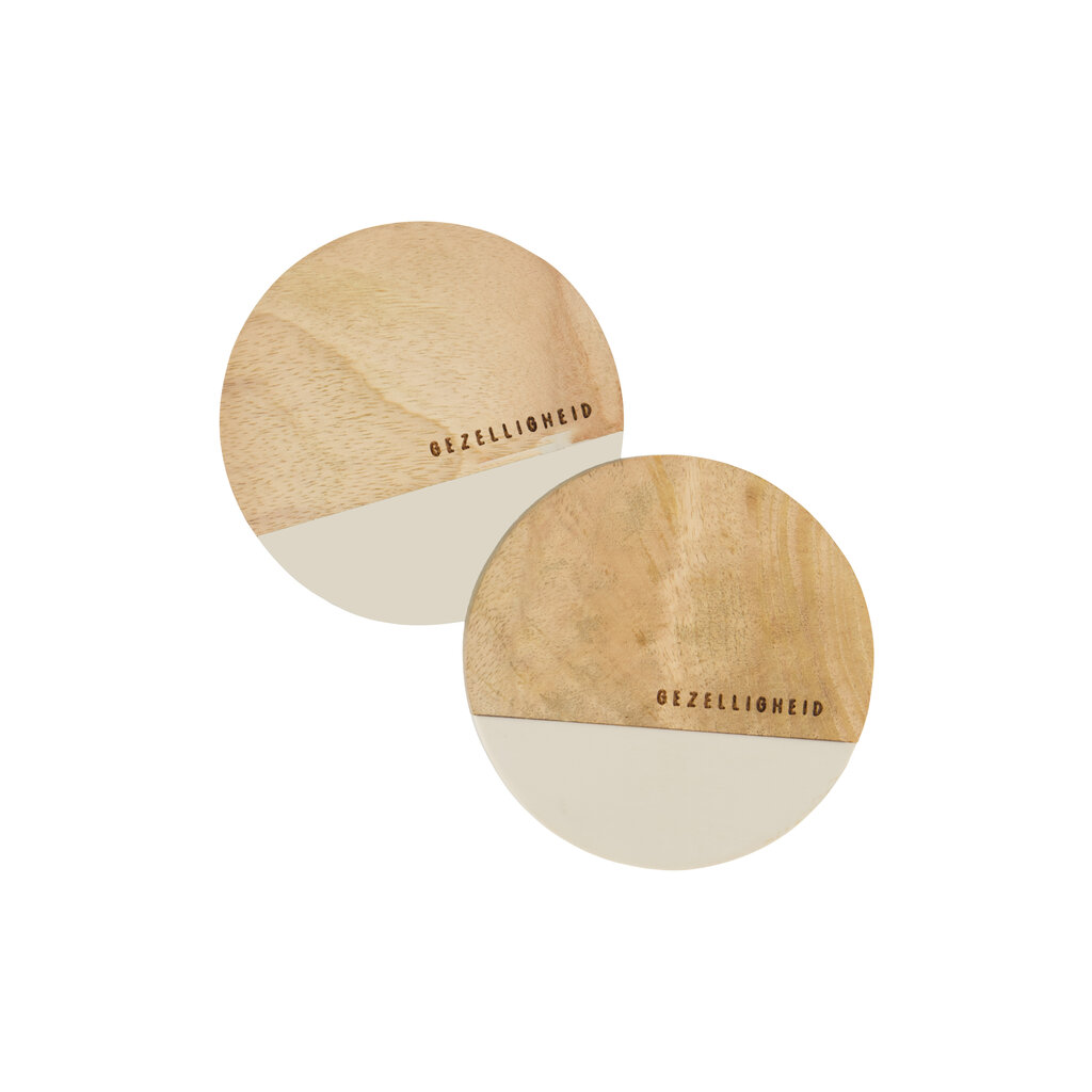 Zusss set van 2 onderzetters hout gezelligheid zand/naturel