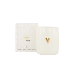 Zusss geurkaars keramiek in doosje bedankt wit/goud/grijsblauw