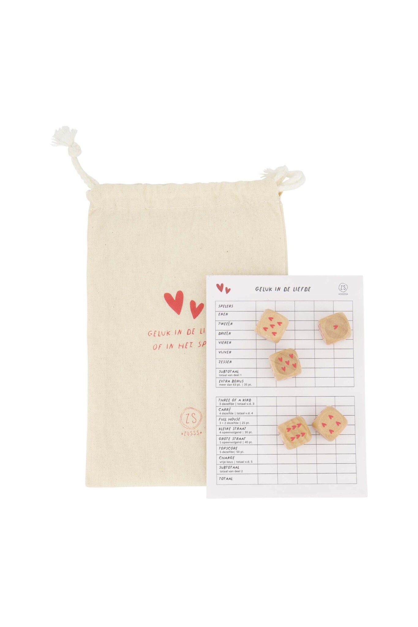 Zusss spelletje yahtzee wit/rood