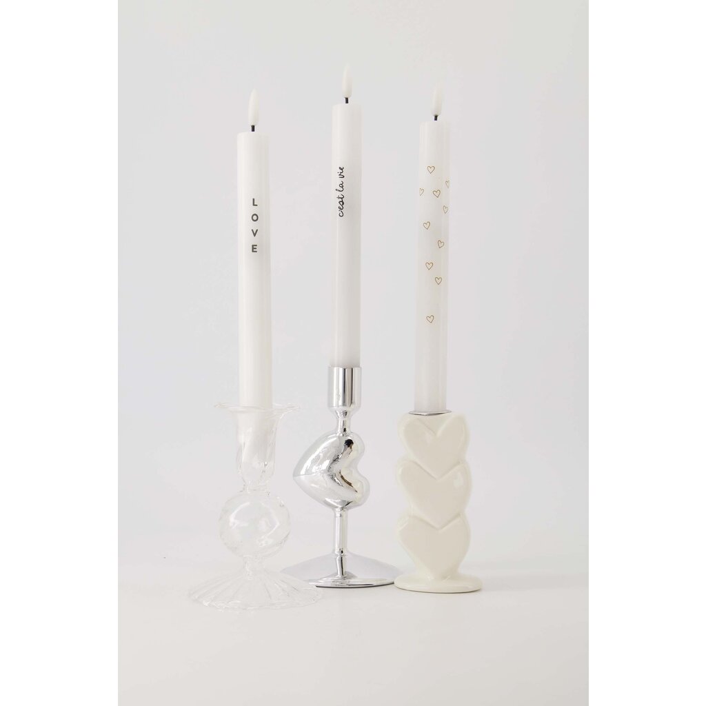 Zusss set van 2 ledkaarsen c'est la vie wit/zwart