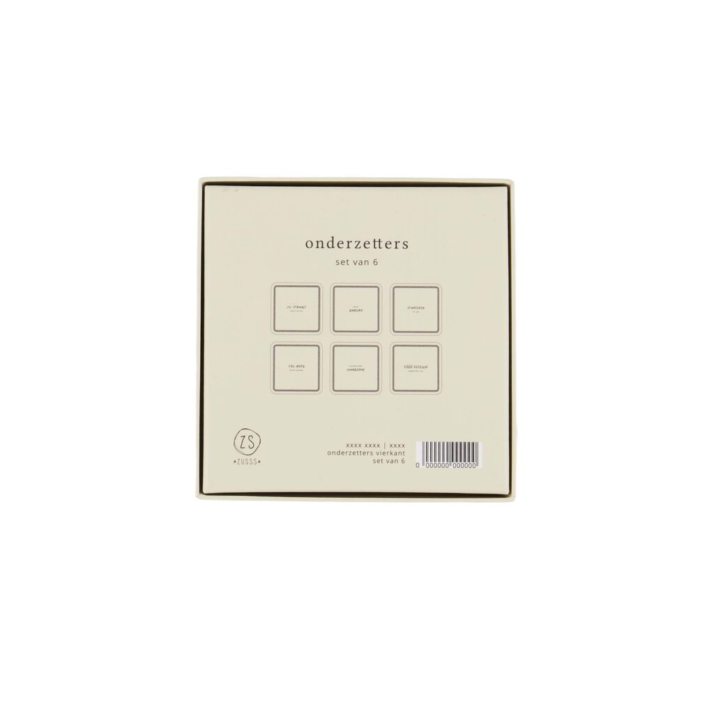 Zusss set van 6 onderzetters zand/antracietgrijs