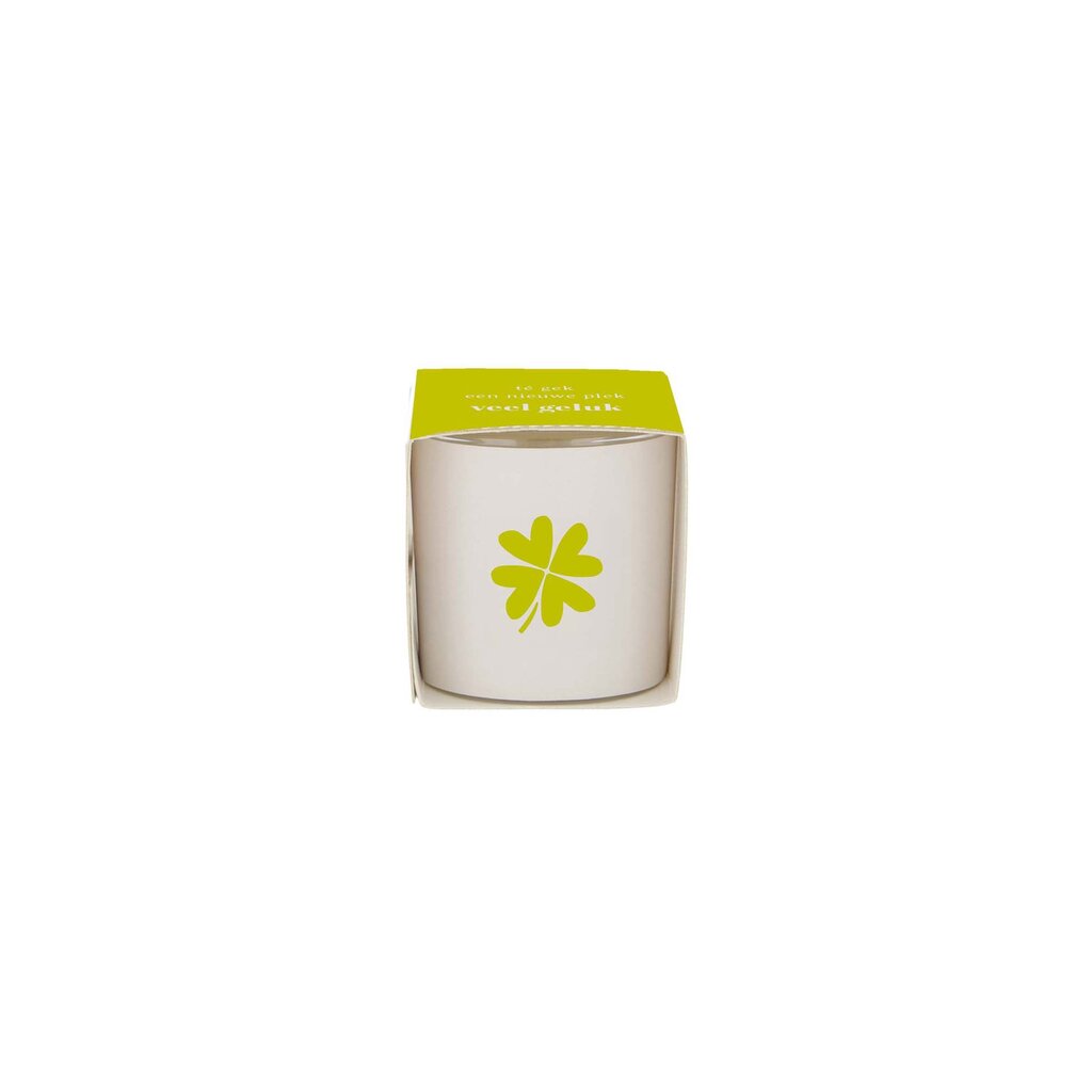 Zusss geurkaarsje in wikkel klavertje wit/groen
