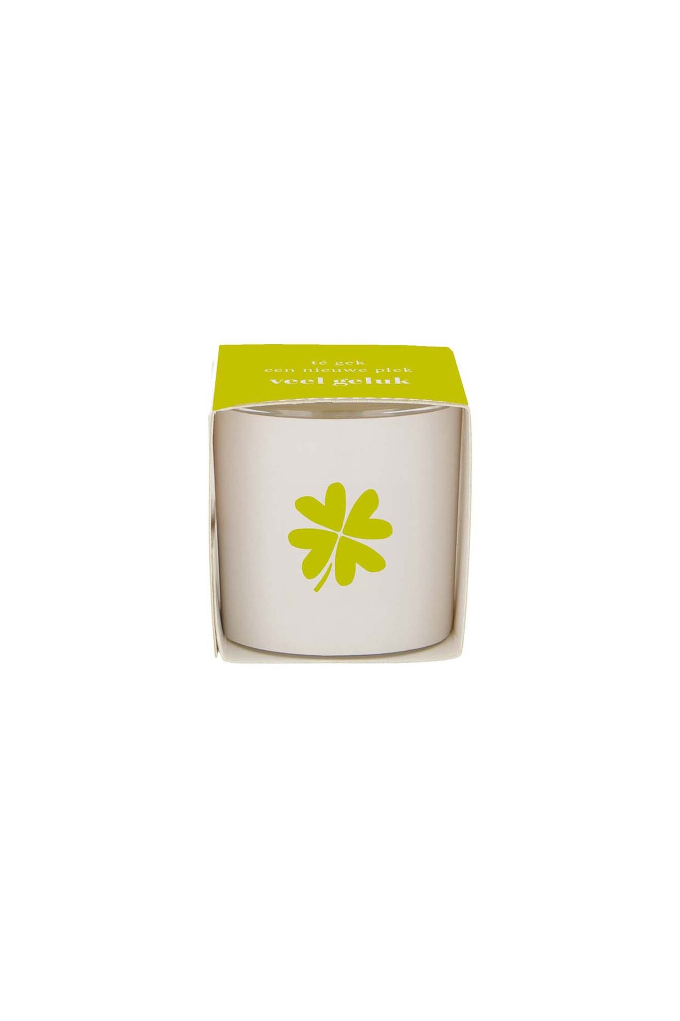 Zusss geurkaarsje in wikkel klavertje wit/groen