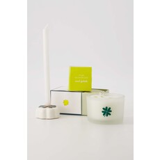 Zusss geurkaarsje in wikkel klavertje wit/groen