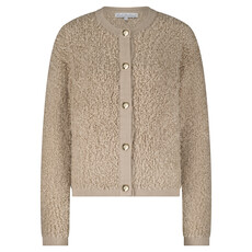 Red Button Jacket Knit Boucle Latte