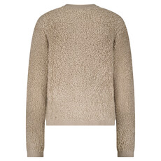 Red Button Jacket Knit Boucle Latte