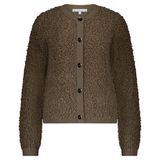 Red Button Jacket Knit Boucle Mud