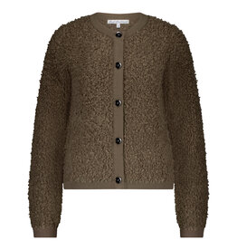 Red Button Jacket Knit Boucle Mud