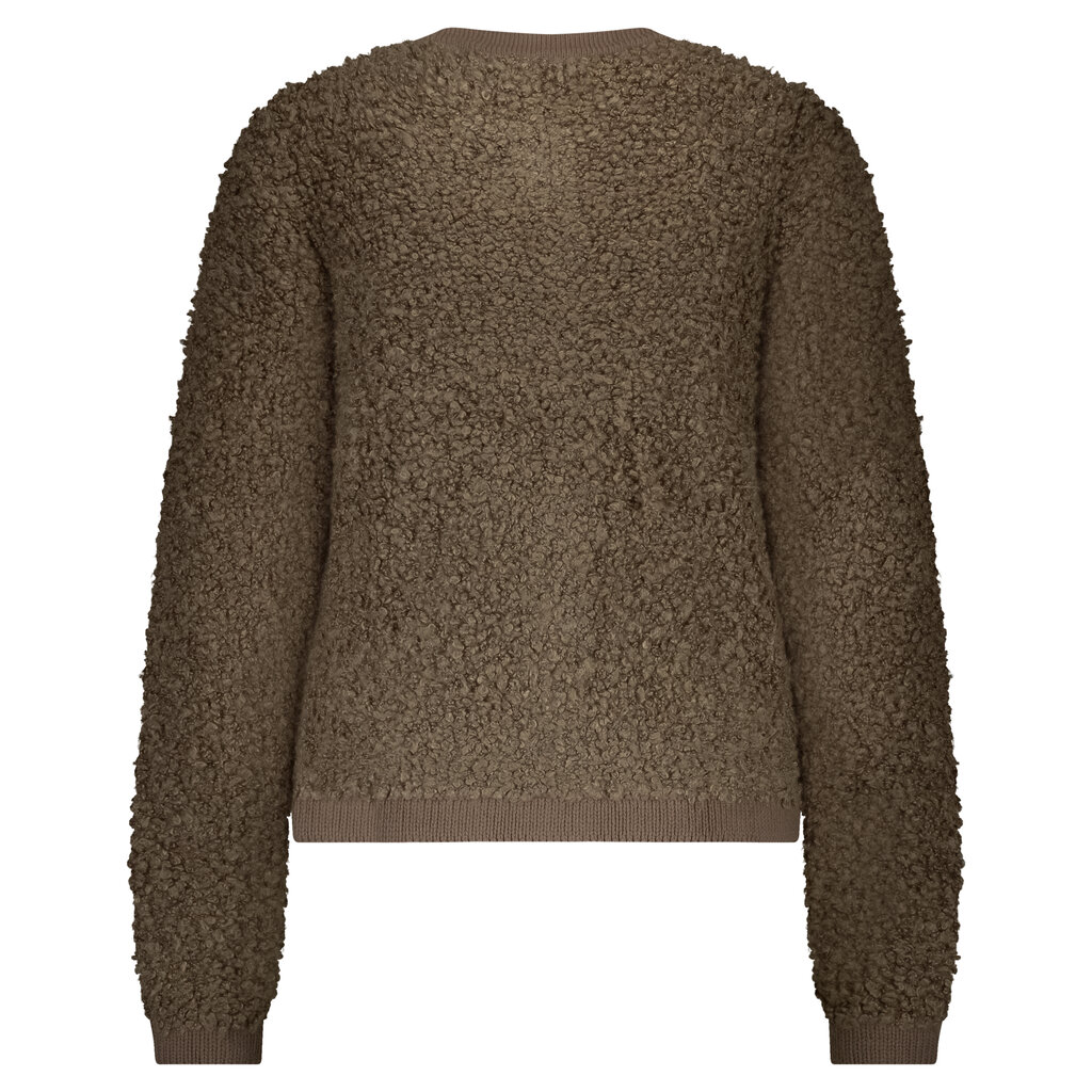 Red Button Jacket Knit Boucle Mud