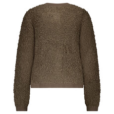 Red Button Jacket Knit Boucle Mud