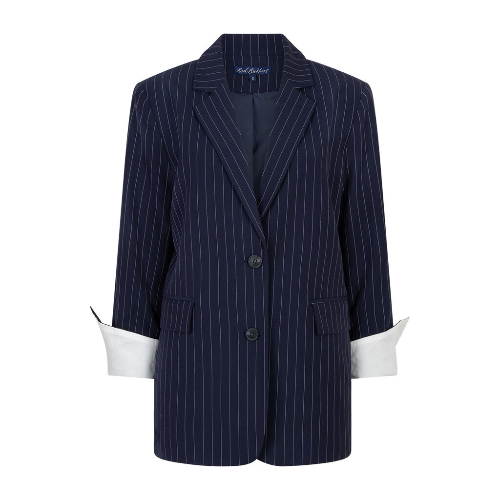 Red Button Blazer Palazzo Pinstripe
