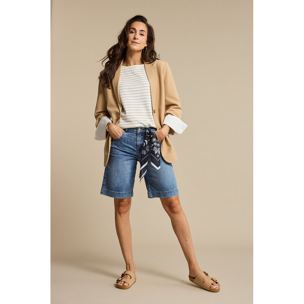 Red Button Blazer Palazzo Sand