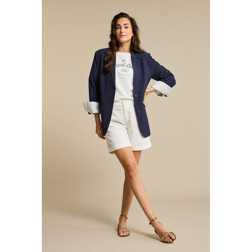 Red Button Blazer Palazzo Pinstripe