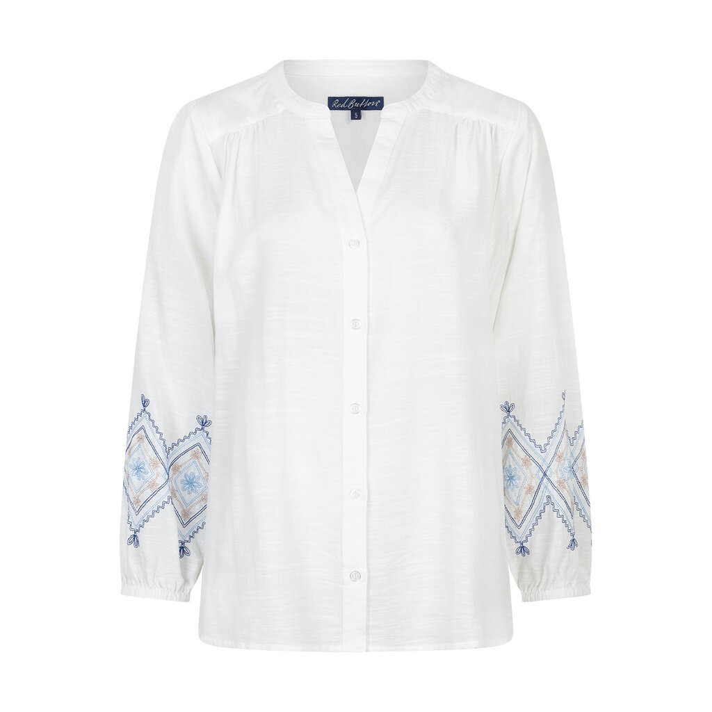 Red Button Blouse & Embroidery