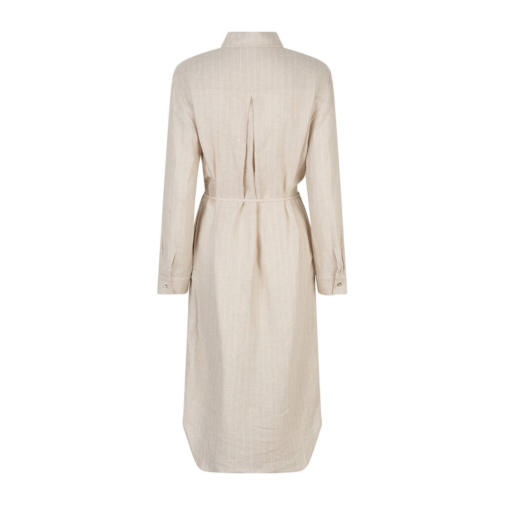 Red Button Shirtdress Linen