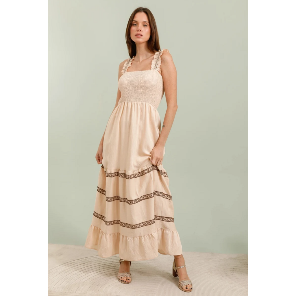 Golden Live Maxi smocked dress