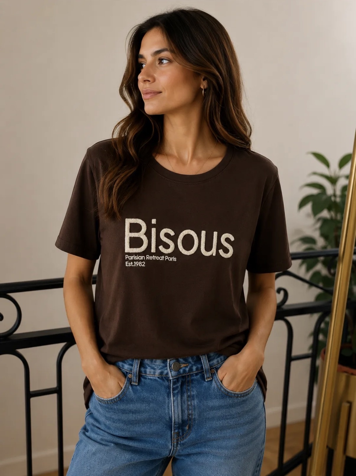 By Clara T-shirt Bisous Brown