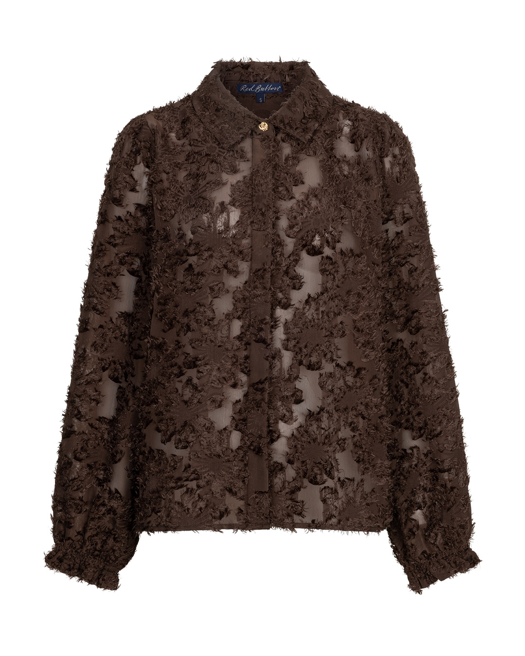 Red Button Blouse fringes Brown