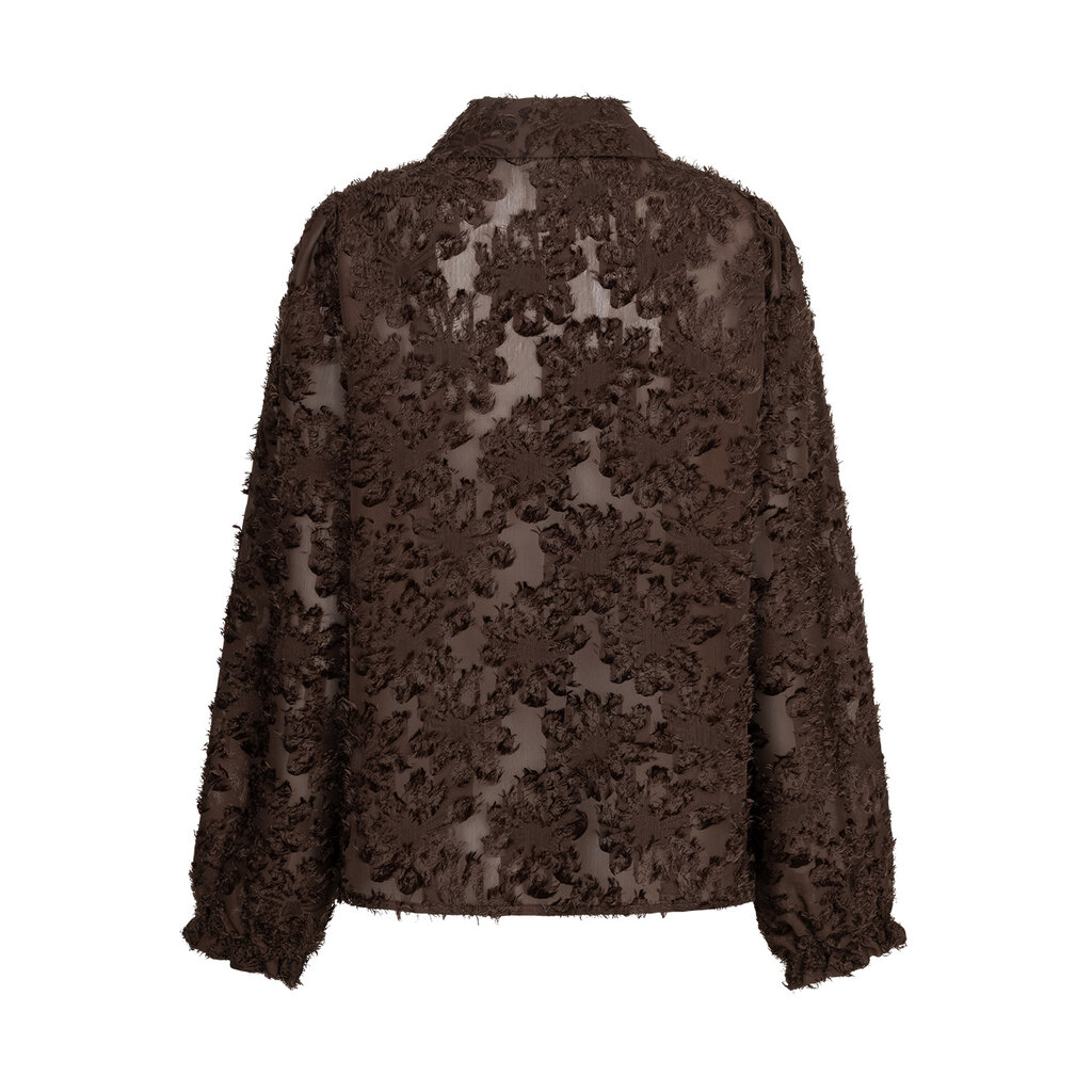 Red Button Blouse fringes Brown