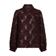 Red Button Blouse fringes Burgundy